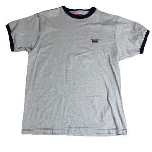 Unionbay Ringer T Shirt Mens Large Gray Navy Trim Y2K Vintage L